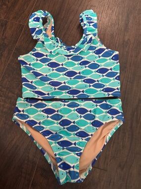 Crewcuts Blue & Aqua Fish-Print Two-Piece Bikini